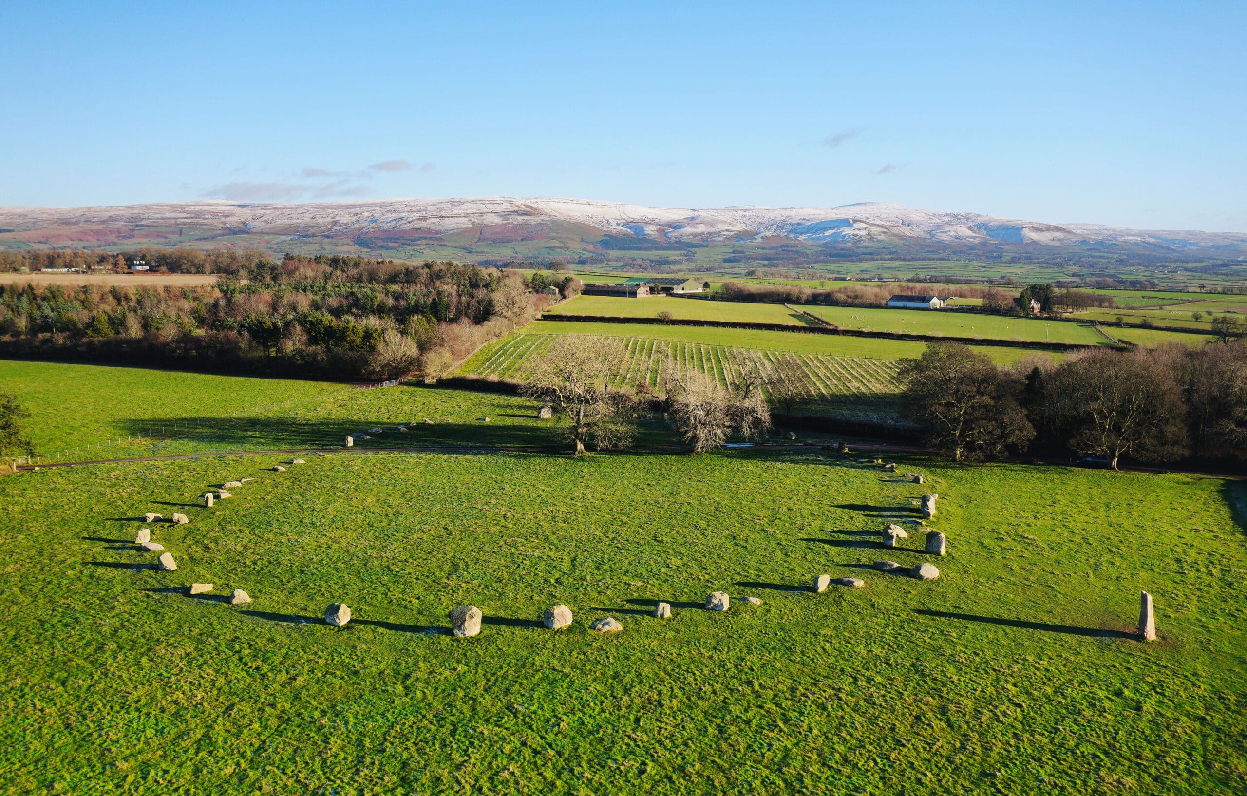 Rocks in a field with sunny weather