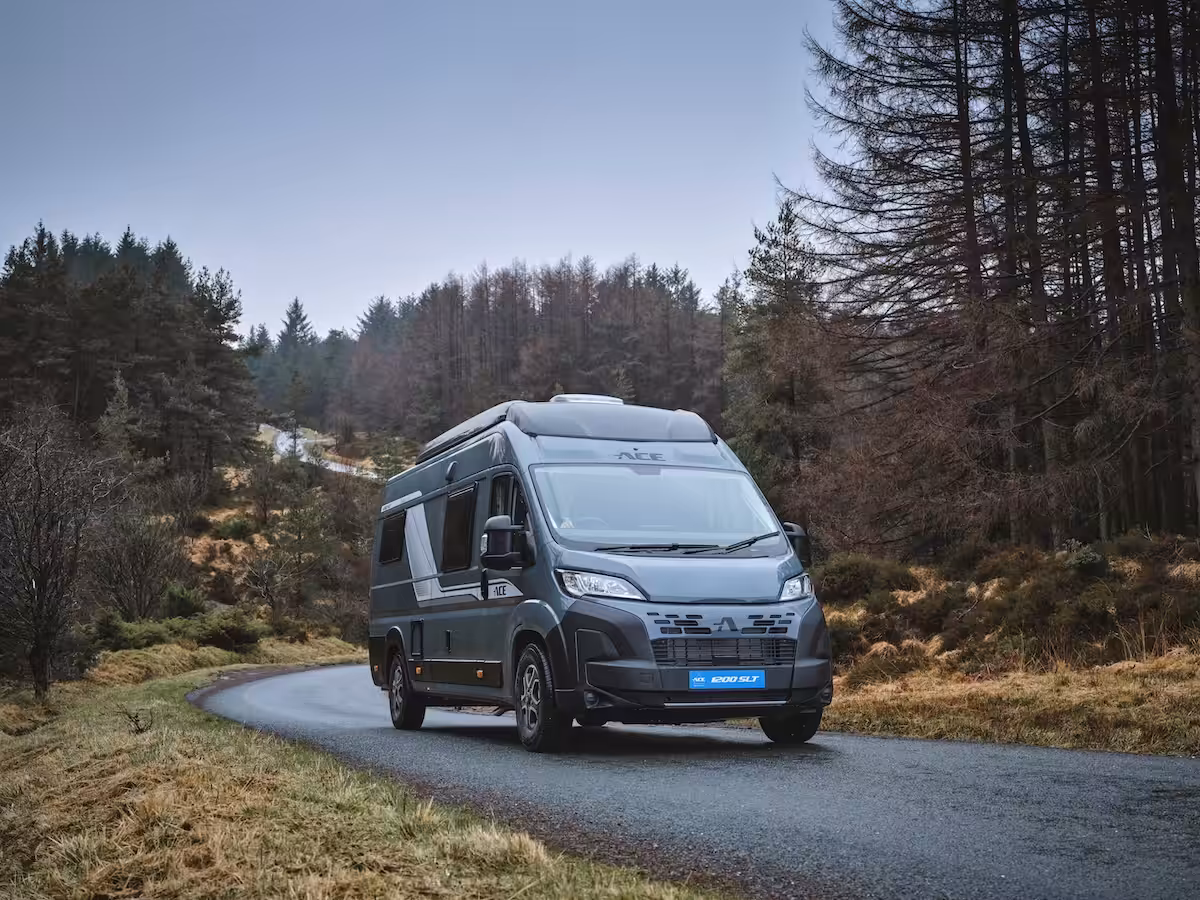 Ace campervan on the road