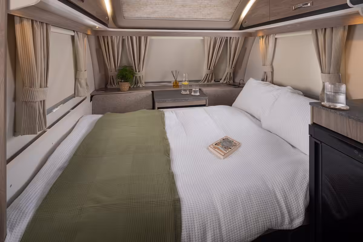 2026 Sprite Major 4EB Front Lounge Bed Made Up Night Time
