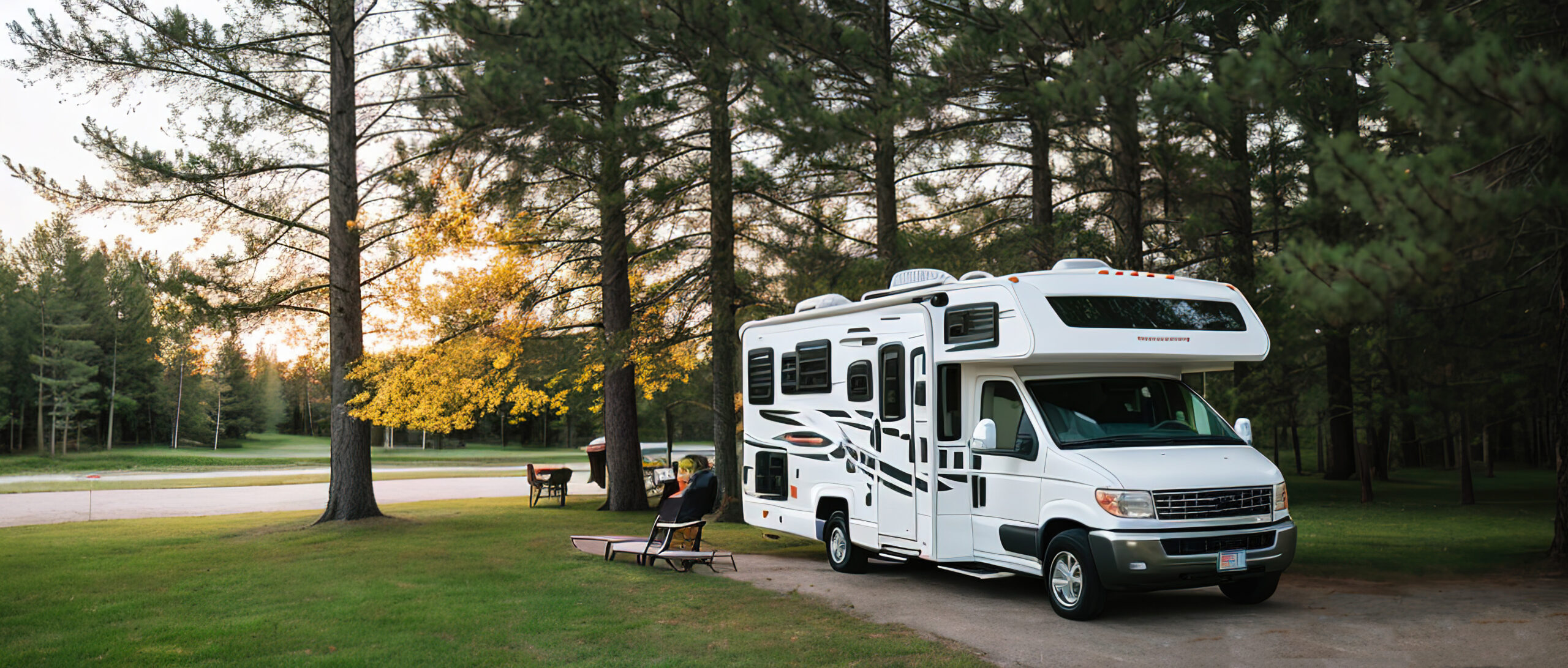A motorhome in a campsite