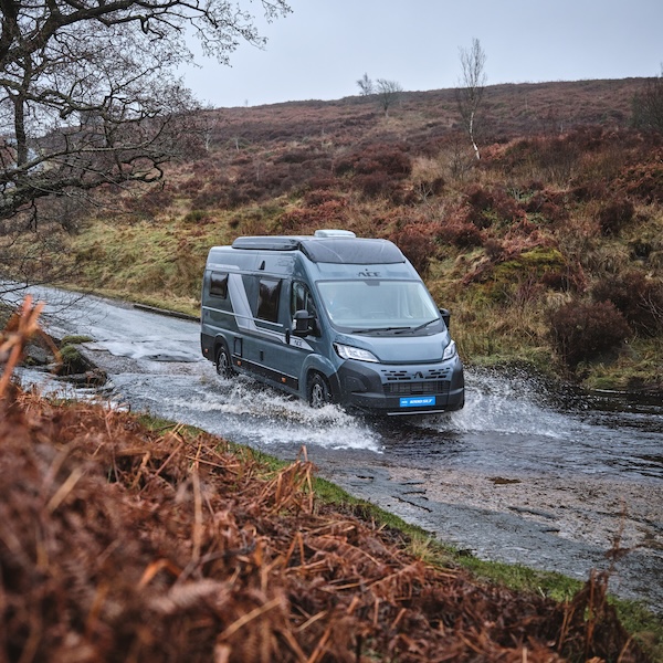 Ace campervan on the road