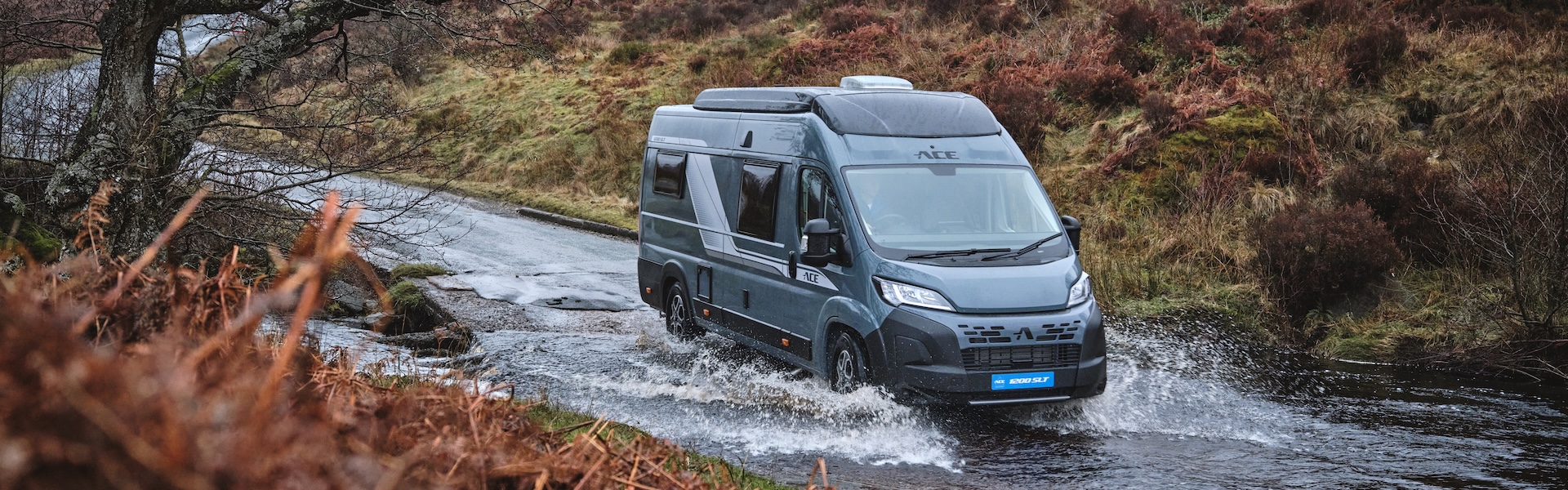 Ace campervan on the road